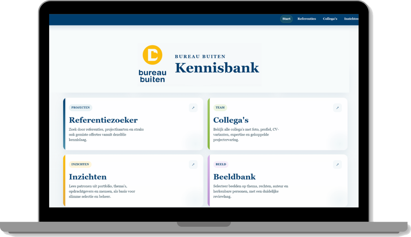 Transparante uitsnede van de BureauBUITEN kennisbank-startpagina